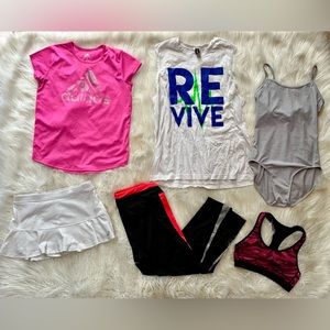 Girls' 6 pc lot sz 12/14 dance/workout Adidas, bcg, 9, Balera